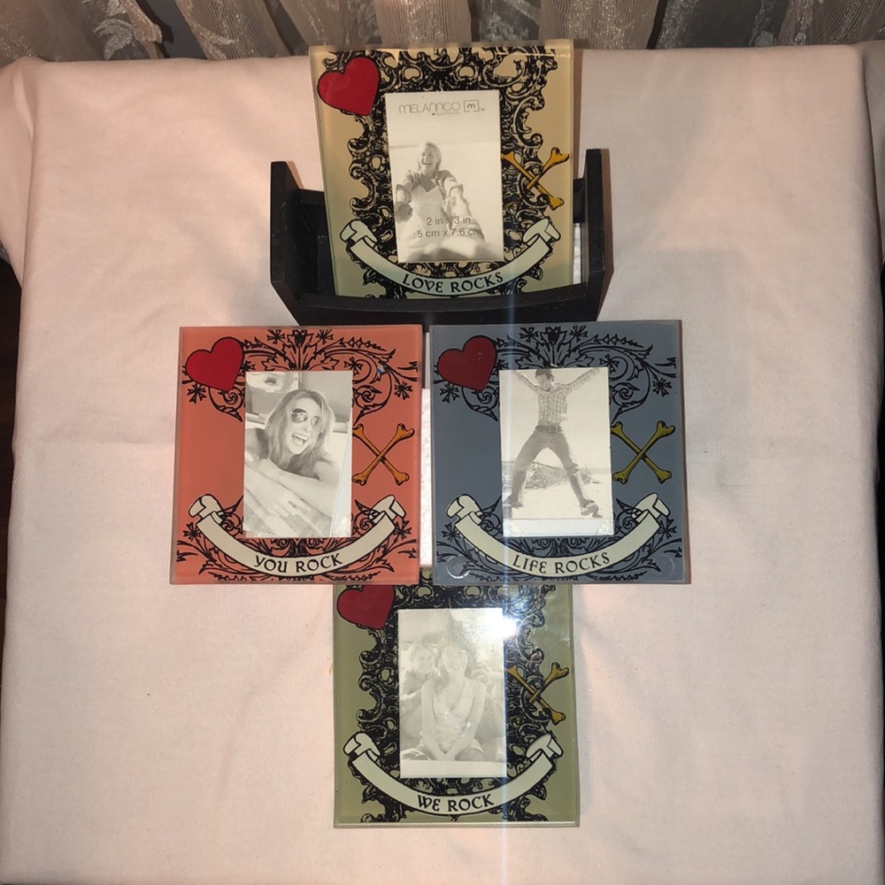 4pc Set Glass Photo Coaster Set - Picture 2 of 11